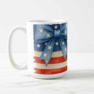 Coquette Bow American Flag Watercolor 4th of July Coffee Mug