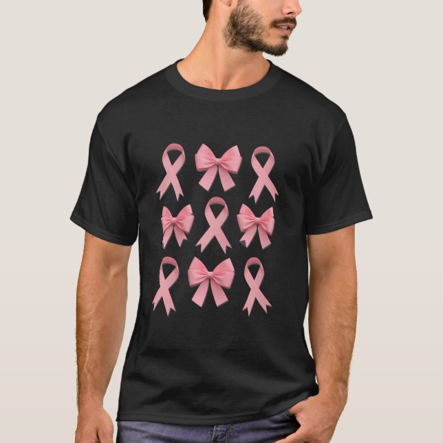 Coquette Bow American Football Breast Cancer Aware T-Shirt (Front)