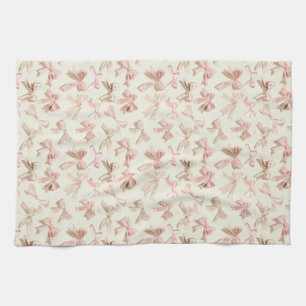 Coquette Bow Apron Blush Pink Ribbon Pattern Kitchen Towel