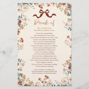 Coquette Bow Autumn Drink If Bridal Shower Game