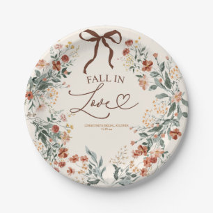 Coquette Bow Autumn Wildflower Bridal Shower Paper Plate