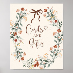 Coquette Bow Autumn Wildflower Bridal Shower Poster