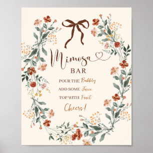 Coquette Bow Autumn Wildflower Bridal Shower Poster