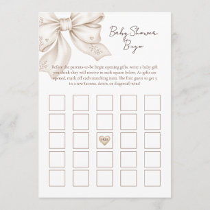 Coquette Bow Baby Shower Bingo Card