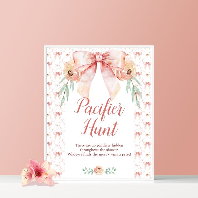 Coquette Bow Baby Shower Don't say Baby Poster (Creator Uploaded)