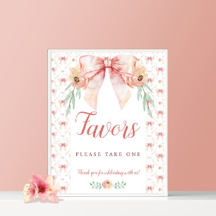 Coquette Bow Baby Shower Favours Poster