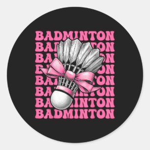 Coquette Bow Badminton Player Shuttle Girl Mom Pin Classic Round Sticker
