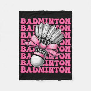 Coquette Bow Badminton Player Shuttle Girl Mom Pin Fleece Blanket