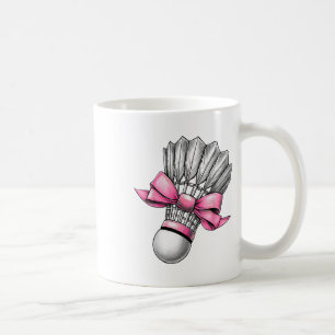 Coquette Bow Badminton Shuttle Pink Ribbon Mom Gir Coffee Mug