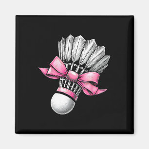 Coquette Bow Badminton Shuttle Pink Ribbon Mom Gir Magnet