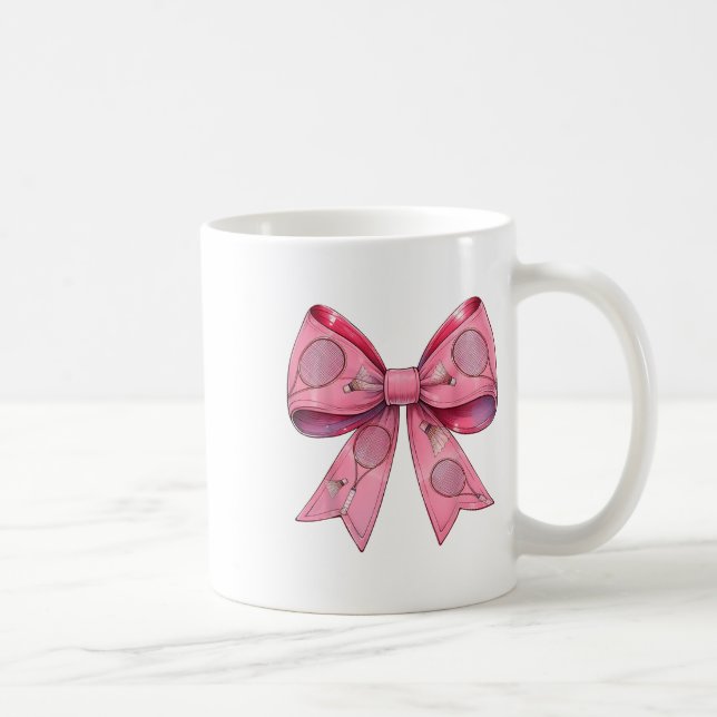 Coquette Bow Badminton Shuttle Racket Pink Ribbon  Coffee Mug (Right)