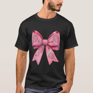 Coquette Bow Badminton Shuttle Racket Pink Ribbon T-Shirt