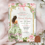 Coquette Bow Ballroom Sage Blush Pink Quinceanera Invitation<br><div class="desc">Coquette Bow Ballroom Sage Blush Pink Quinceanera Invitation,  Pink Floral Sweet 16th Invite,  Editable Mis Quince XV Años Invite</div>
