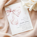 Coquette Bow Baptism Invitation<br><div class="desc">Minimal baptism invitation that features an elegant pink bow and elegant typography.</div>