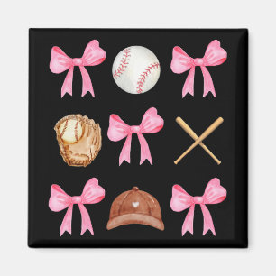 Coquette Bow Baseball Mama Baseball Mom Mothers Da Magnet