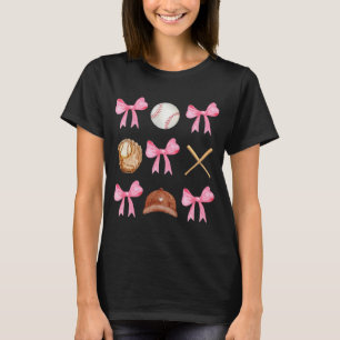 Coquette Bow Baseball Mama Baseball Mom Mothers Da T-Shirt