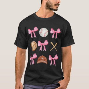 Coquette Bow Baseball Mama Baseball Mom Mothers Da T-Shirt