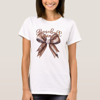 Coquette Bow Baseball Mama  Mocha Mousse Vibes T-Shirt