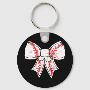 Coquette Bow Baseball Mama Mothers Day Women Kids Keychain