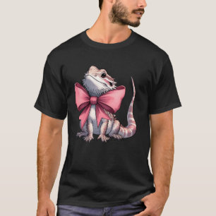 Coquette Bow Bearded Dragon Mom Pink Ribbon Mother T-Shirt