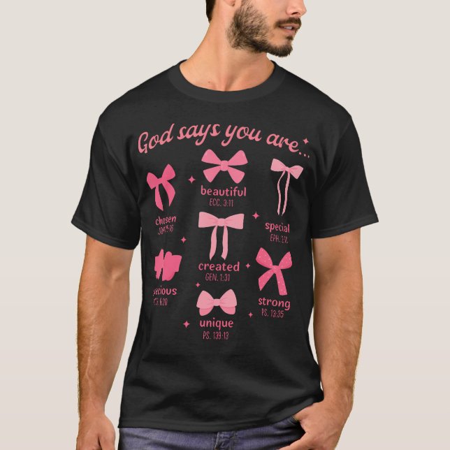 Coquette Bow Bible Verse Christian Jesus Christ Gi T-Shirt (Front)