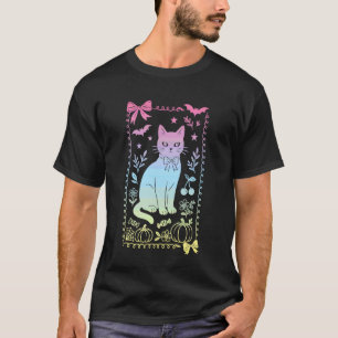 Coquette Bow Black Cat Familiar Pastel Goth Witch T-Shirt
