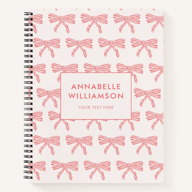 Coquette Bow Blush Pink Notebook (Front)