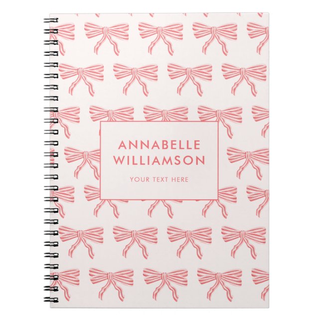 Coquette Bow Blush Pink Notebook (Front)