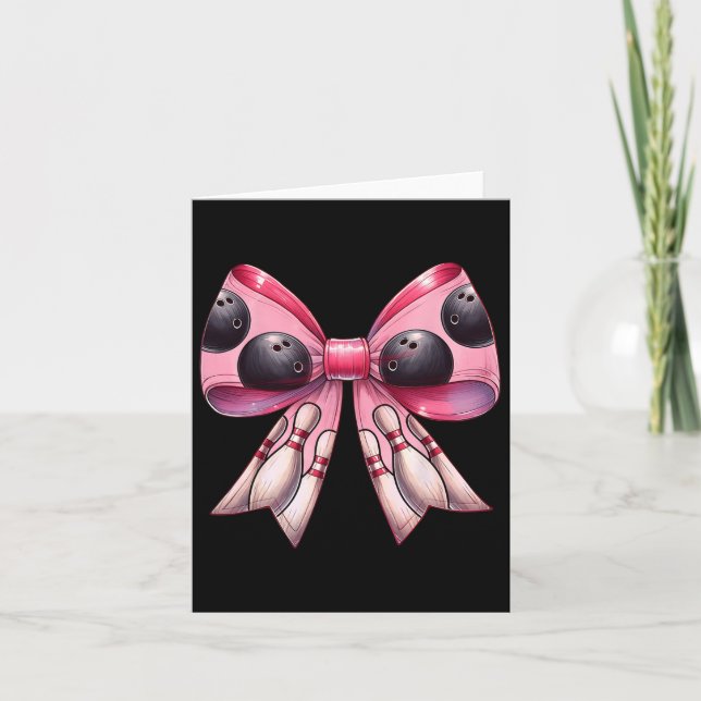 Coquette Bow Bowling Ll Pins Pattern Bowler Pink M Card (Front)