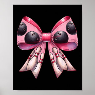 Coquette Bow Bowling Ll Pins Pattern Bowler Pink M Poster