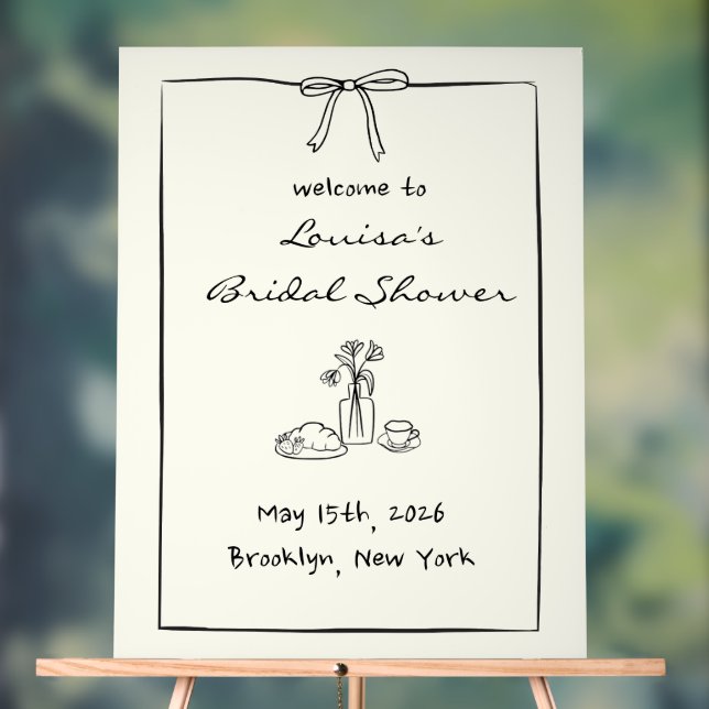 Coquette Bow Bridal Shower Brunch Welcome Sign (Neutral)
