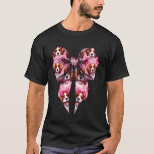 Coquette Bow Brittany Spaniel Dog Mom Pink Ribbon  T-Shirt