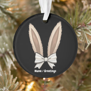 Coquette Bow Bunny Ears Cute Rabbit Happy Easter Ornament