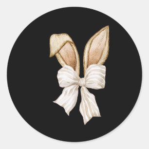 Coquette Bow Bunny Ears Rabbit Happy Easter Day Re Classic Round Sticker