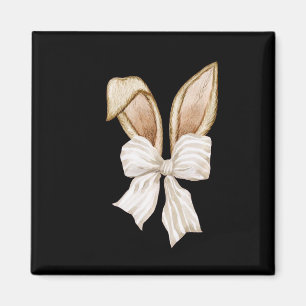 Coquette Bow Bunny Ears Rabbit Happy Easter Day Re Magnet