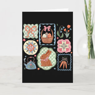Coquette Bow Bunny Eggs Funny Rabbit Flower Happy Card