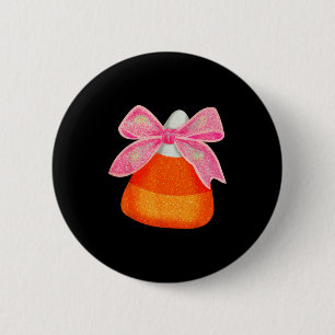 Coquette Bow Candy Corn Women Girls Kids Halloween 2 Inch Round Button