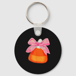 Coquette Bow Candy Corn Women Girls Kids Halloween Keychain