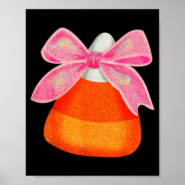 Coquette Bow Candy Corn Women Girls Kids Halloween Poster (Front)