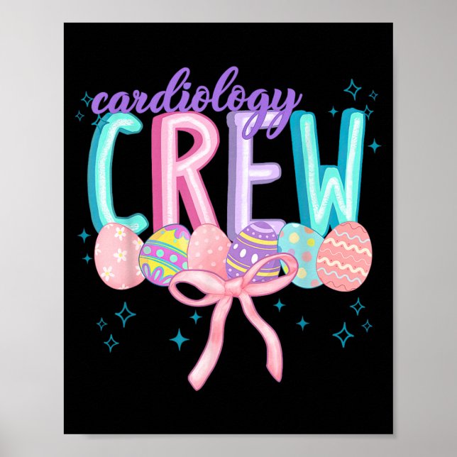 Coquette Bow Cardiology Crew Egg Bunny Easter Poster (Front)