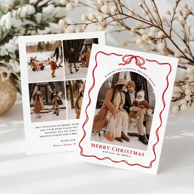 Coquette Bow Carte photo de vacances, Joyeux Noël (Créateur téléchargé)