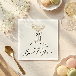 Coquette Bow Champagne Bridal Shower Napkin