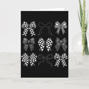 Coquette Bow Checkered Flag Race Car Racing Women Card