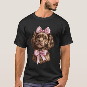 Coquette Bow Chesapeake Bay Retriever Dog Mom Pink T-Shirt