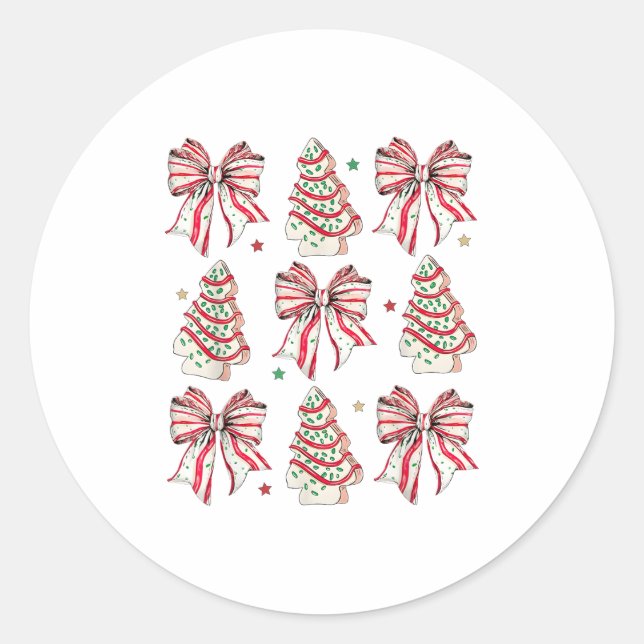 Coquette Bow Christmas Debbie Becky Jen Cake Lover Classic Round Sticker (Front)