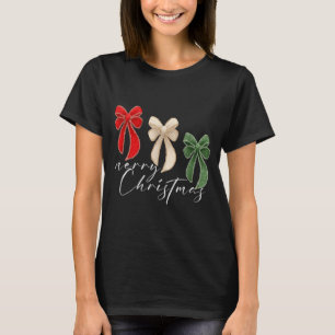 Coquette Bow Christmas Funny Retro Gift Tee Women,