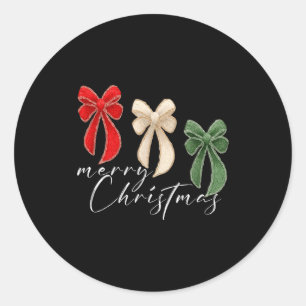 Coquette Bow Christmas Funny Retro Gift Tee Women, Classic Round Sticker