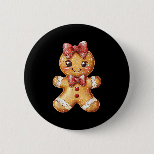 Coquette Bow Christmas Girly Gingerbread Cookie Ba 2 Inch Round Button