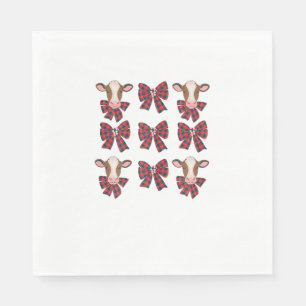 Coquette Bow Christmas Highland Cow Santa Cute Xma Napkin