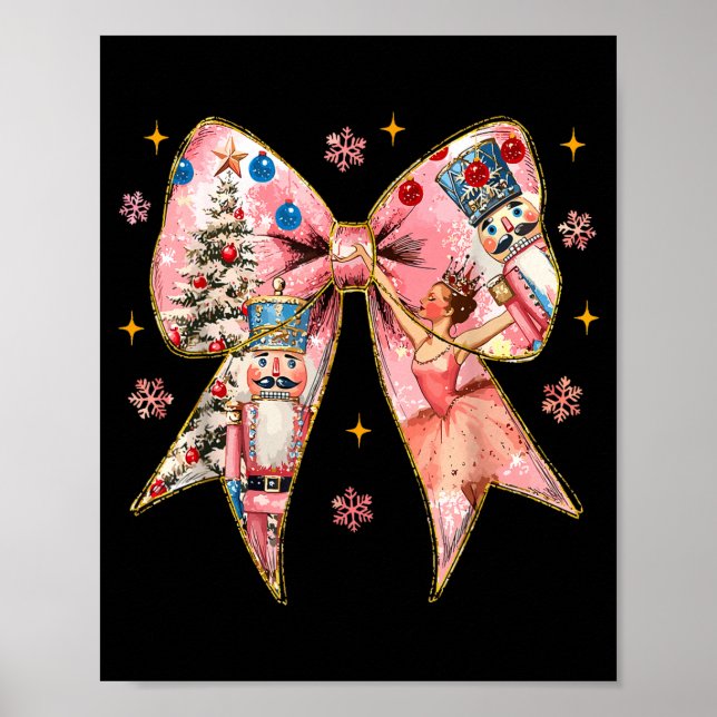 Coquette Bow Christmas Nutcracker Ballet Festive W Poster (Front)